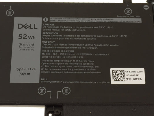 Bateria original DELL modelo JHT2H 52Wh Para: Latitude 7310 7410 7410 Chromebook