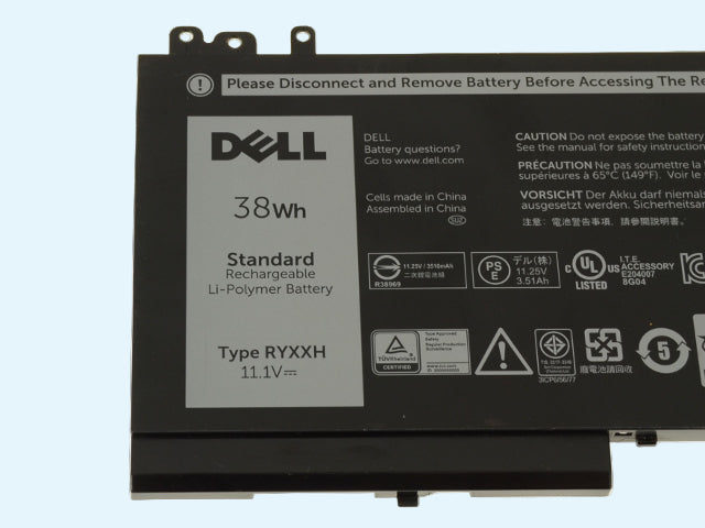 Bateria original DELL modelo RYXXH Latitude E5450 / E5550 / E5250 / 3150 / 3160 3-celdas 38Wh