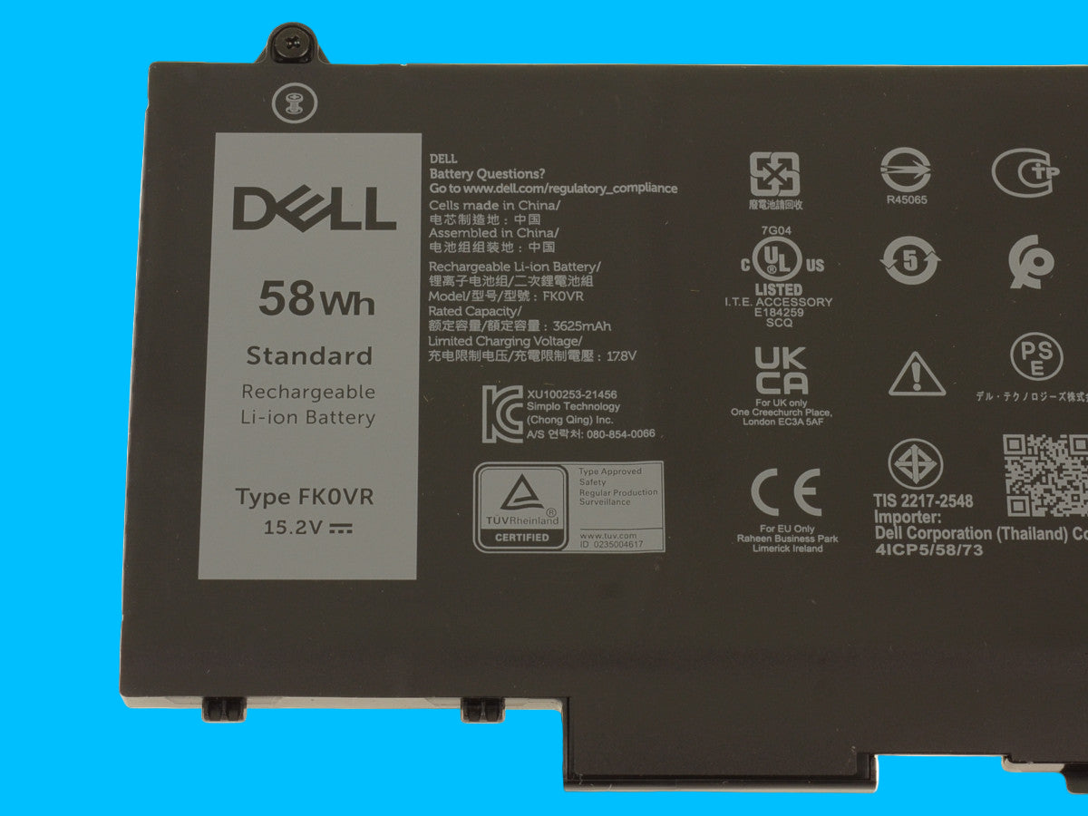 Bateria original DELL modelo FK0VR 58Wh Para: Latitude 5430 5530 7430 7330 7530 5330