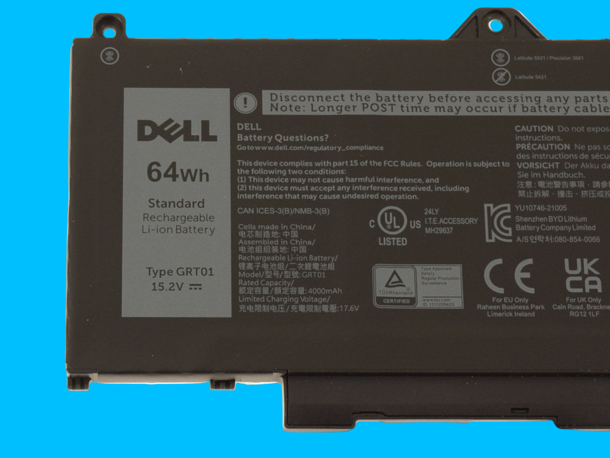 Bateria original DELL modelo GRT01 64Wh Para: Latitude 5521 5531 5421 5431/ Precision 3561 3581 3470